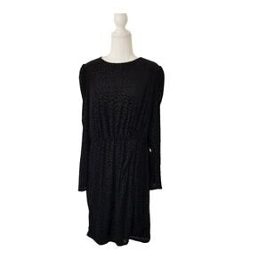 Express, Velvet Puff Sleeve And Flare Dress color black - Size  L